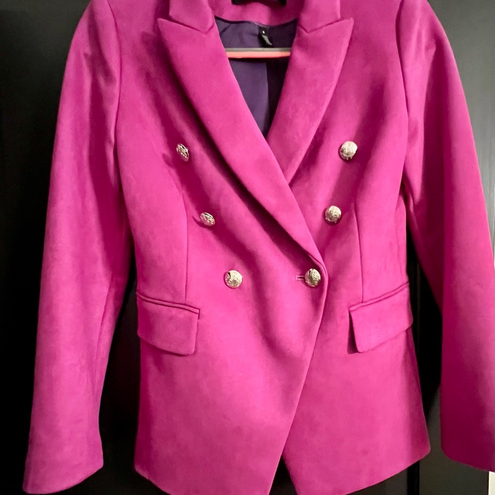 White House Black Market Magenta Double-Breasted Blazer - Size 0